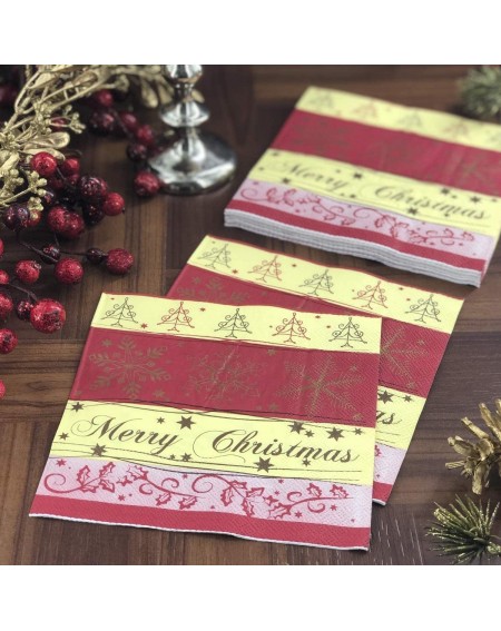 Tableware Christmas Lunch Size Napkins Christmas Cheer Red - 20 Count - Christmas Cheer Red - CE18XY2HWXT $20.42
