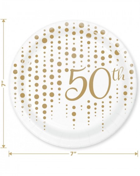 Party Packs 50th Party Supplies for Milestone Birthdays and Anniversaries - Gold Metallic Sparkle and Shine Paper Dessert Pla...