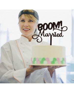 Cake & Cupcake Toppers Boom Married Wedding Cake Topper-Funny Bride and Groom Cake Decoration- Engagement- Bridal Shower- Vow...