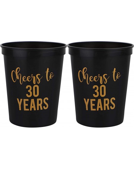 Party Tableware Cheers to 30 Years- 30th Birthday Party Cups- Set of 12- 16oz Black and Gold Stadium 30th Birthday Cups- Perf...