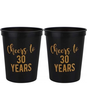 Party Tableware Cheers to 30 Years- 30th Birthday Party Cups- Set of 12- 16oz Black and Gold Stadium 30th Birthday Cups- Perf...