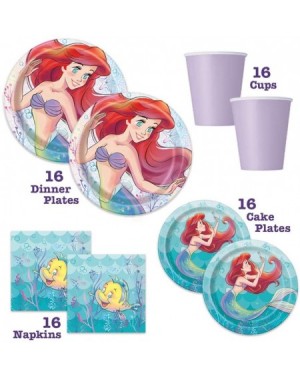 Party Packs The Little Mermaid Ariel Birthday Party Supplies Pack - Serves 16 - Banner Decoration- Tablecover- Plates- Cups- ...