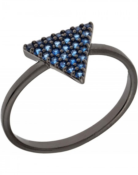 Confetti 18K Gold Plated CZ Simulated Diamond Pave Stackable Triangle Ring - Black Gold - Blue - CP18MDW3IRM $12.73