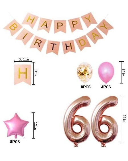 Balloons 66th Birthday Decorations Party Supplies Happy 66th Birthday Confetti Balloons Banner and 66 Number Sets for 66 Year...