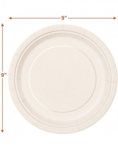 Party Packs Solid Ivory Paper Dinner Plates and Luncheon Napkins- Off-White Party Supplies and Table Decorations (Serves 16) ...