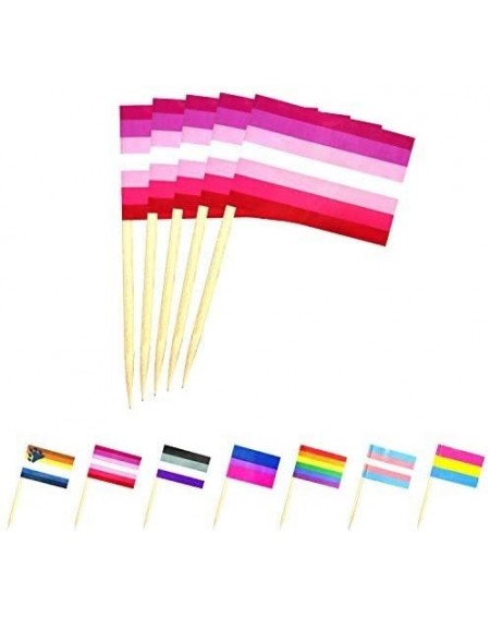 Cake & Cupcake Toppers 200 Pcs Rainbow Lesbian Cake Topper flag- Pride LGBT Lesbian Small Mini Fruit Toothpick stick Flags- A...