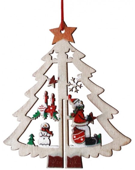 Ornaments Wooden Hollow Christmas Tree Hanging Ornaments Christmas Home Decorations(Style 3) - Style 3 - CD19GE7XLO5 $5.75