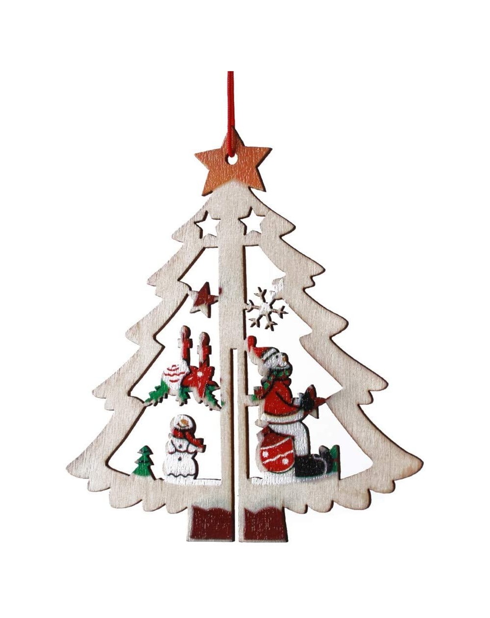 Ornaments Wooden Hollow Christmas Tree Hanging Ornaments Christmas Home Decorations(Style 3) - Style 3 - CD19GE7XLO5 $15.82