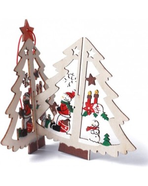 Ornaments Wooden Hollow Christmas Tree Hanging Ornaments Christmas Home Decorations(Style 3) - Style 3 - CD19GE7XLO5 $13.84