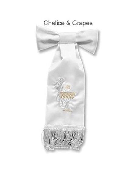Favors First Holy Communion White Boy Armband with Embroidered Handcrafted Accents Chalice and Host Silver Gold - CZ18SQIQY03...