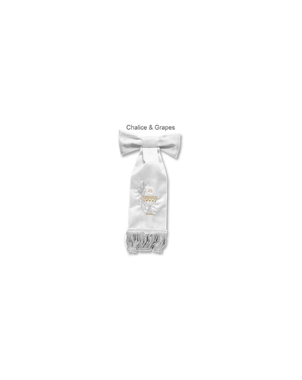 Favors First Holy Communion White Boy Armband with Embroidered Handcrafted Accents Chalice and Host Silver Gold - CZ18SQIQY03...