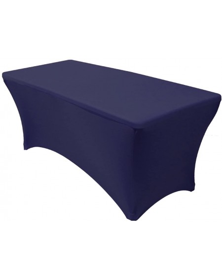 Tablecovers 8 ft Rectangular Fitted Spandex Tablecloths Patio Table Cover Stretchable Tablecloth - Navy Blue - Navy Blue - CO...