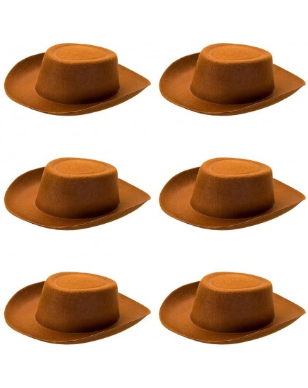 Hats 6-Pack Cowpoke Cowboy & Cowgirl Hats - Children's Unisex One-Size Brown Hat for Halloween Costumes- Cowboy/Cowgirl Outfi...