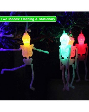 Outdoor String Lights String Halloween Lights Decorations Halloween Skeleton Lights Skull Lights Battery Operated 20 LEDS Lig...