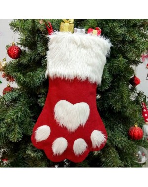 Stockings & Holders Dog Cat Paw Christmas Stockings- Plush Hanging Socks for Holiday and Christmas Decorations (Large/18in- W...