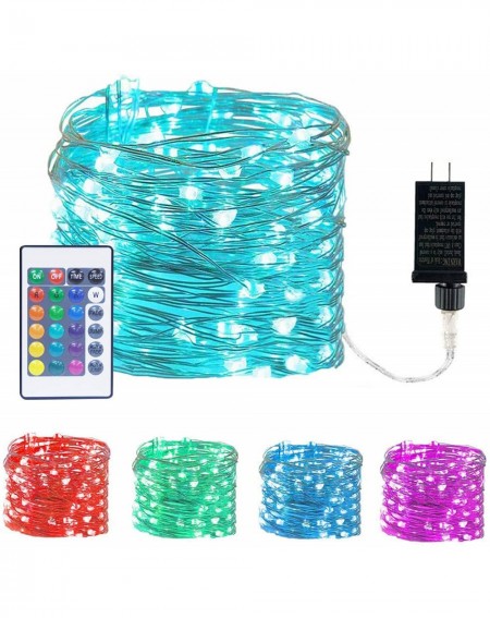 Outdoor String Lights Plug-in Fairy Lights LED Color Changing String Lights 33 Feet 100 LED 4 Modes Copper Wire Twinkle Starr...