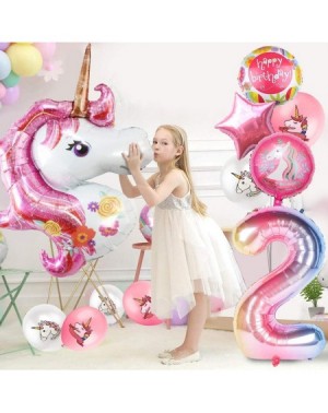 Balloons Unicorn Balloons Birthday Party Decorations for Girls 2nd Party- 43" Pink Large Unicorn Gradient Jumbo Number"2" Foi...