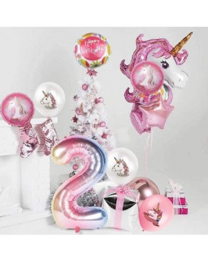 Balloons Unicorn Balloons Birthday Party Decorations for Girls 2nd Party- 43" Pink Large Unicorn Gradient Jumbo Number"2" Foi...