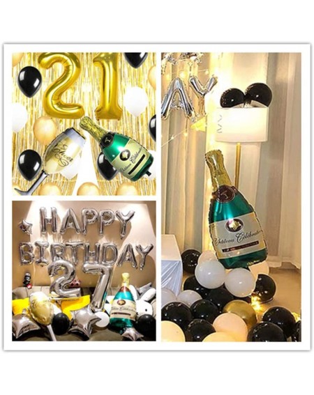 Balloons 40 inch Champagne Bottle and Wine Glass Foil Balloons-Helium Balloons for Birthday Anniversary Graduation Family Gat...