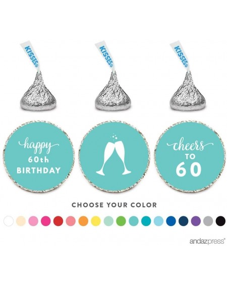 Favors Chocolate Drop Labels Stickers Trio- Fits Hershey's Kisses Party Favors- 60th Birthday- 216-Pack- Choose Your Color - ...