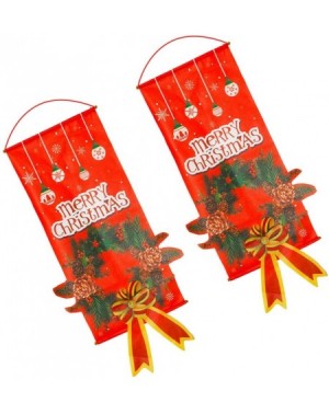 Ornaments 2PCS Christmas Cloth Door Banners Christmas Porch Sign Hanging Ornaments for Home Wall Door Decor (Wreath) - Pictur...