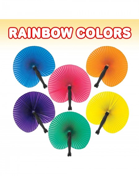 Party Favors 10 inch Colorful Folding Fans - Pack of 12 - Cool Summer Contraption - Handheld Paper Fan with Plastic Shafts - ...