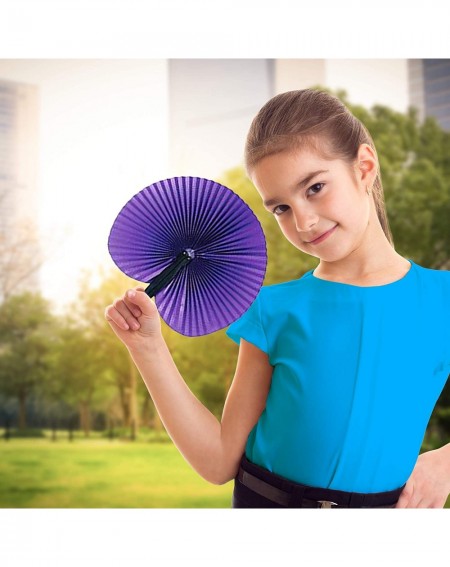 Party Favors 10 inch Colorful Folding Fans - Pack of 12 - Cool Summer Contraption - Handheld Paper Fan with Plastic Shafts - ...