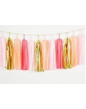 Banners & Garlands 20pcs Tissue Paper Tassel Garland Coral-Light Pink-Peach-Foil Gold Mylar Mixed Colors Bunting for Baby Sho...