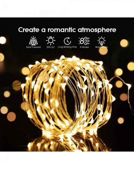 Outdoor String Lights Outdoor String Lights- Solar String Lights 2 Pack 100LED 33FT 8 Modes Waterproof Copper Wire Solar Ligh...