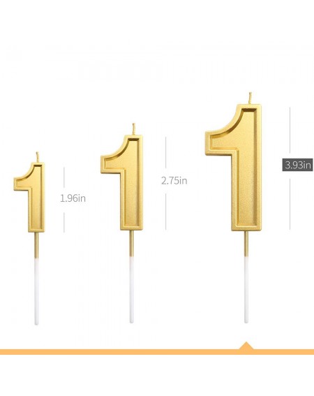 Birthday Candles 3.93" Large Gold Birthday Candle Number 1 Cake Candle Topper for Kid's/Adult's Birthday Party - Gold Number ...