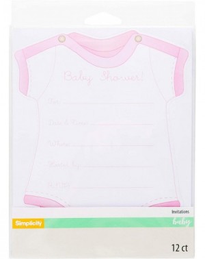Invitations Pink Girl Baby Shower Invitations with Envelopes- 12pc- 5.5"W x 7"L - Simplicity Girl Baby Shower Invitation - CM...