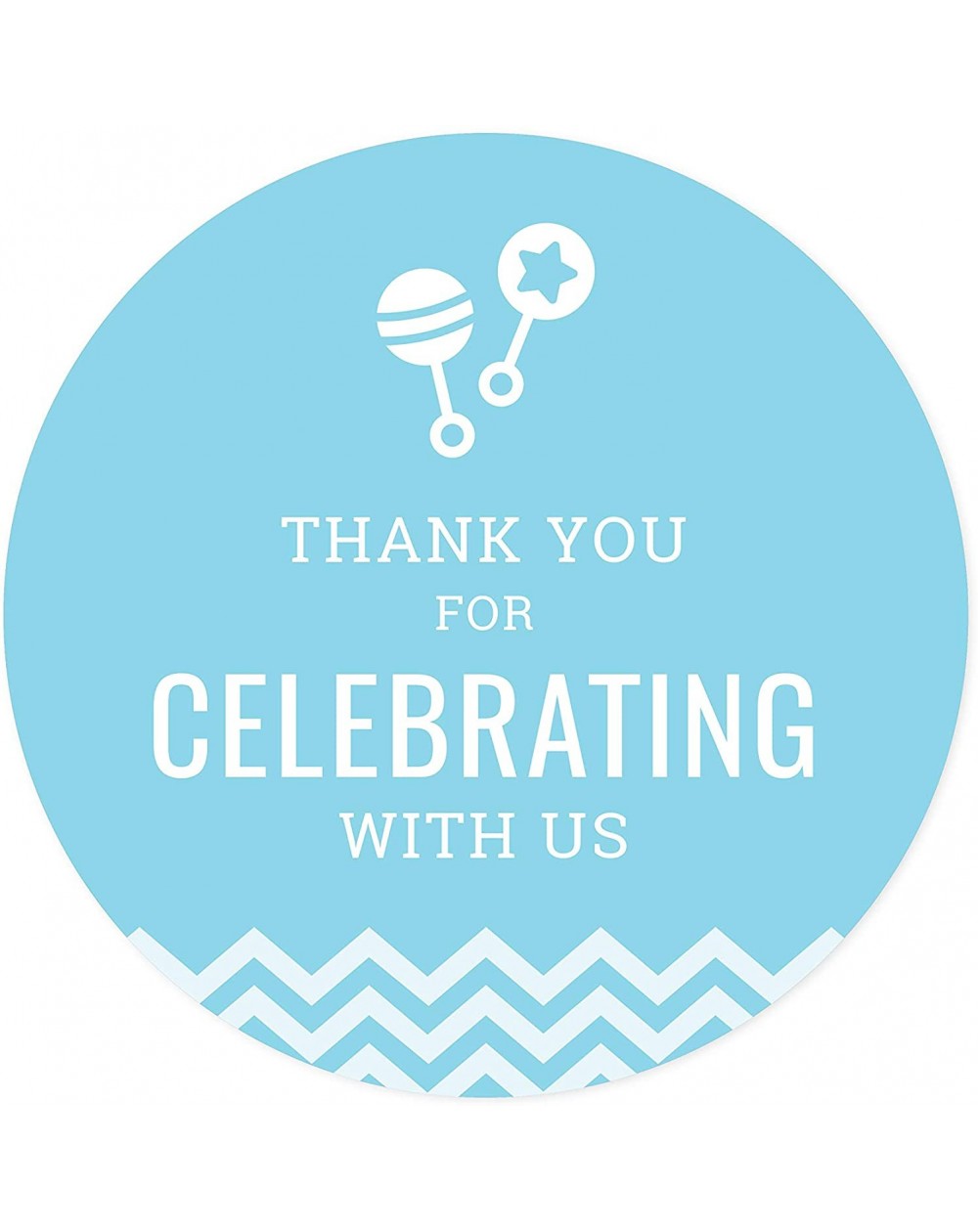 Favors Baby Blue Chevron Boy Baby Shower Collection- Round Circle Label Stickers- Thank You for Celebrating with US!- 40-Pack...
