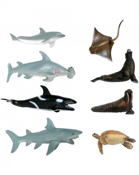 Cake & Cupcake Toppers 8PCS Shark Toy Sea Animal Toys for Kids Plastic Animals Figurines Pool Toys for Party Favors Toddlers ...