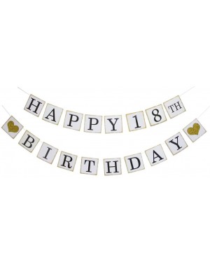 Banners & Garlands Happy Birthday Banner - Gold Glitter Heart for Years Birthday Party Decoration Bunting White (H-18) - H-18...