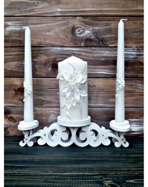 Ceremony Supplies Unity Candle Set for Wedding - Wedding décor & Wedding Accessories - Candle Sets - 6 Inch Pillar and 2 10 I...