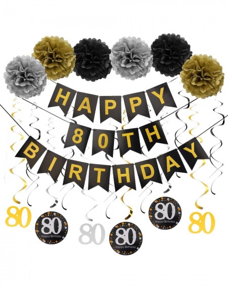 Banners & Garlands 80th Birthday Party Decorations for Men & Women - Happy 80 Years Old Birthday Party Supplies - Including G...