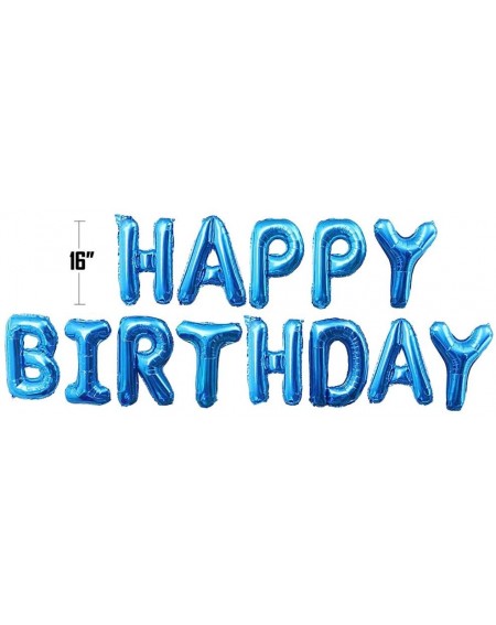 Balloons Self Inflating Happy Birthday Balloon Banner Bunting 16 inch Letters Foil (Blue) - Blue - C71904UCCYW $20.61
