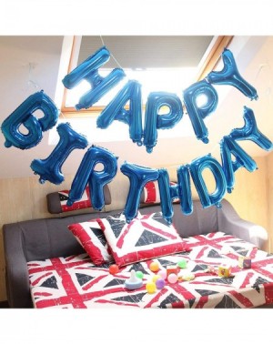 Balloons Self Inflating Happy Birthday Balloon Banner Bunting 16 inch Letters Foil (Blue) - Blue - C71904UCCYW $10.71