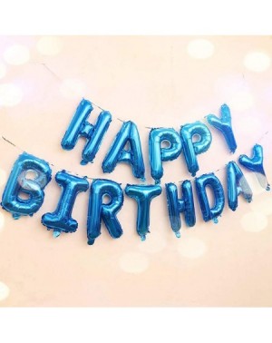 Balloons Self Inflating Happy Birthday Balloon Banner Bunting 16 inch Letters Foil (Blue) - Blue - C71904UCCYW $10.71