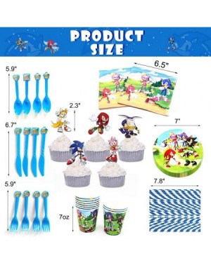 Party Packs Sonic the hedgehog party supplies- Sonic Party Decorations Included Plates- Cups- Tableware- Napkins- Cake Topper...