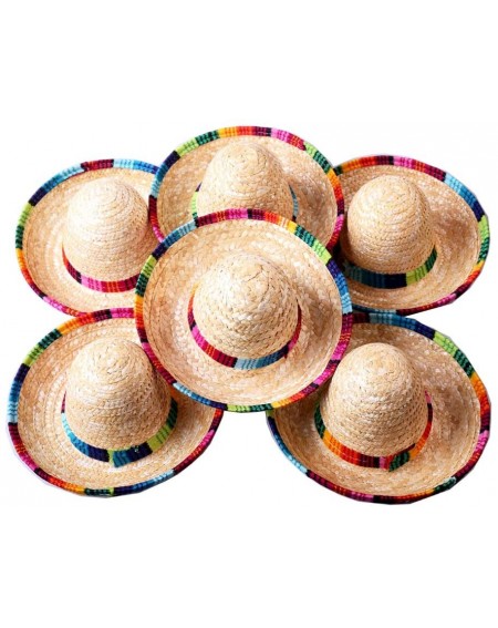Hats Natural Straw Medium Sombrero/Medium Mexican Hat-Tabletop Party Supplies Medium Size (6 pcs) - C318R8A4SKO $29.43