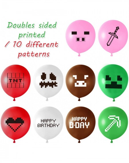 Balloons 45 Pcs Mining Craf Party Balloons 12 inch Gaming Birthday Balloons for Miner Gamer Party Favors- 10 Different Patter...