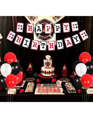 Balloons Casino Party Decorations - Poker Themed Happy Birthday Banner- Confettis- and Balloons for Casino Night Las Vegas Pa...