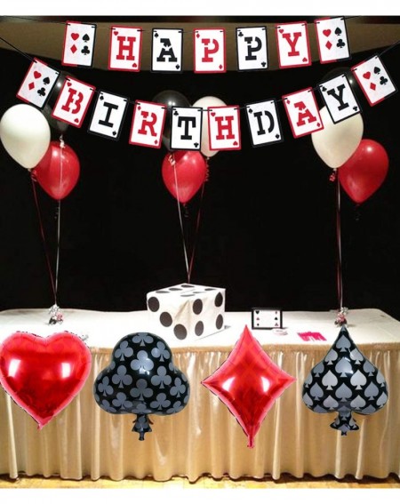 Balloons Casino Party Decorations - Poker Themed Happy Birthday Banner- Confettis- and Balloons for Casino Night Las Vegas Pa...