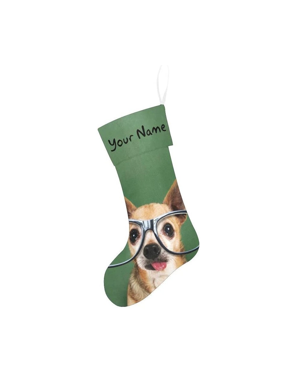 Stockings & Holders Personalized Christmas Stocking with Name Custom Hipster Dog for Xmas Party Decoration Gift 17.52 x 7.87 ...