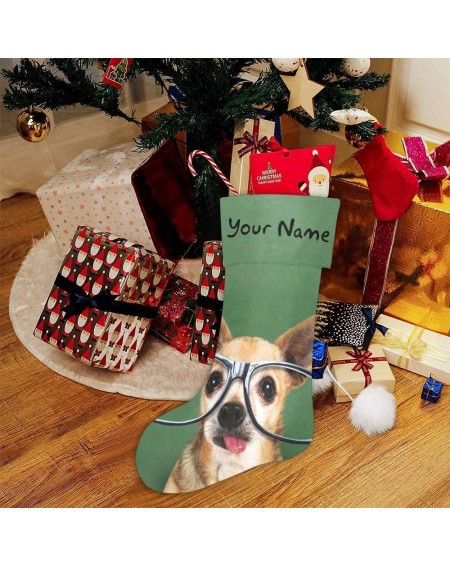 Stockings & Holders Personalized Christmas Stocking with Name Custom Hipster Dog for Xmas Party Decoration Gift 17.52 x 7.87 ...