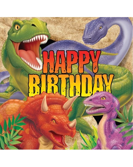 Party Tableware Dino Blast Happy Birthday 16 Count 3-Ply Paper Lunch Napkins - Dino Blast - C2115Y9H9D5 $16.21