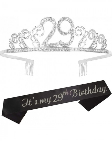 Party Packs 29th Birthday Gifts for Women- 29th Birthday Tiara and Sash- Happy 29th Birthday Party Supplies- 29th Sash and Ti...