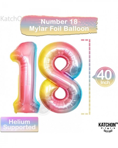 Balloons Rainbow Balloons Number 18 Set - Large- 40 Inch - Pink and Turquoise Latex Balloons - 18th Birthday Balloons - Gradi...