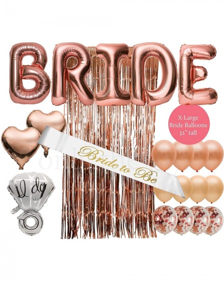 Party Packs Bachelorette Party Decorations Kit - Rose Gold Bridal Shower Decor - XL Bride Balloon Letters- Diamond Ring Ballo...